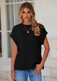 PRETTYGARDEN Women's Sweater Vest Summer Short Sleeve Tops Casual Crewneck Knit Oversized Pullover Trendy Spring Outfits PRETTYGARDEN