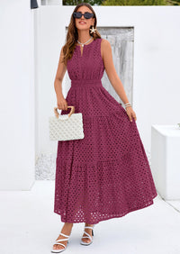 PRETTYGARDEN Summer Dresses for Women Sundresses Sleeveless V Neck Eyelet A Line Flowy Beach Vacation Spring Maxi Dress PRETTYGARDEN
