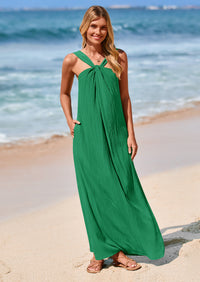 PRETTYGARDEN Womens Casual Long Summer Dresses Sleeveless Strappy Loose Flowy Beach Vacation Maxi Dress with Pockets