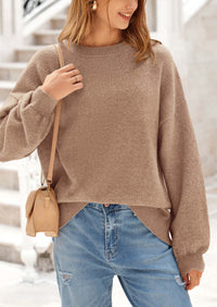 PRETTYGARDEN Women's Fall Sweaters Casual Crew Neck Long Sleeve Pullover Tops Ribbed Knit Loose Fit Winter Clothes