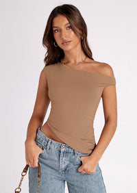 PRETTYGARDEN Womens Off The Shoulder Tops Summer Sleeveless One Shoulder Ruched Asymmetrical Y2K Going Out Crop Tank Top