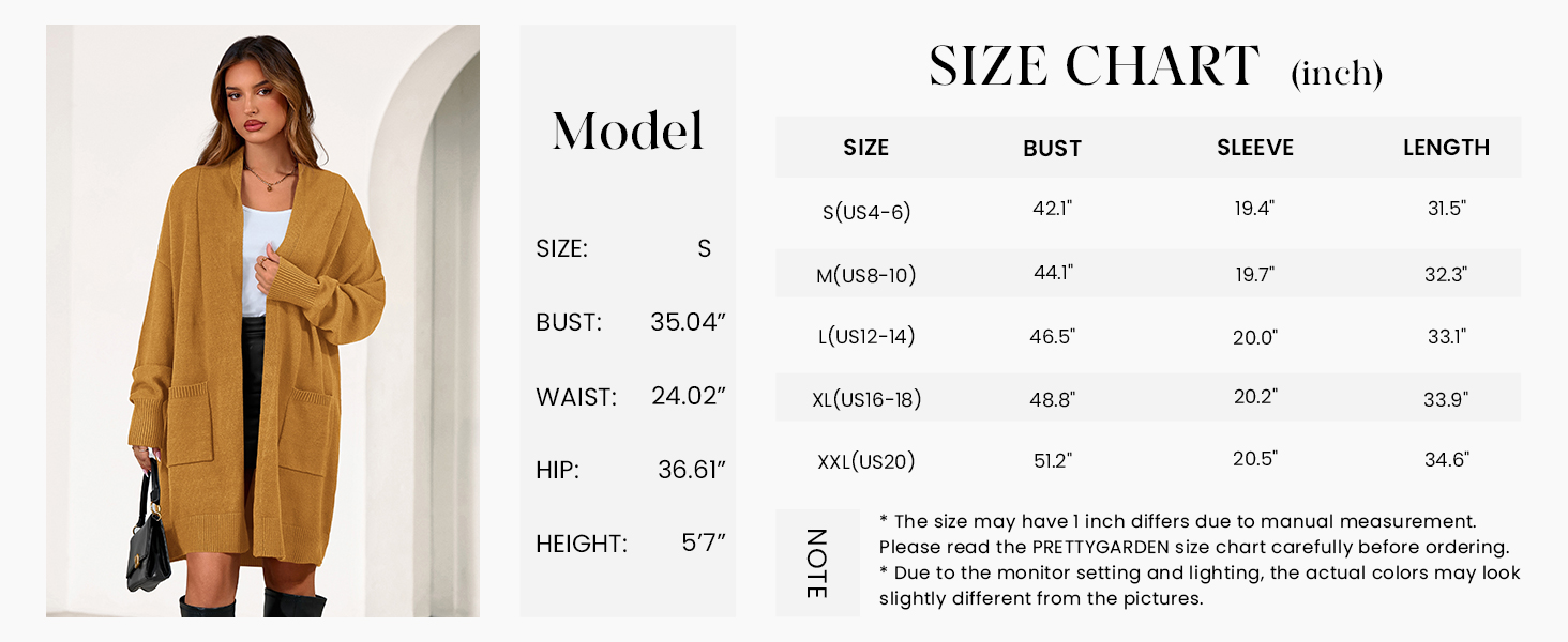 PRETTYGARDEN Women's Open Front Cardigan Long Sleeve Cozy Knit Sweaters Winter Fall Clothes Outerwear Coats