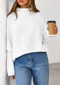 PRETTYGARDEN Womens Sweaters Fall Fashion Casual Loose Turtleneck Batwing Long Sleeve Knit Sweater Pullover Tops