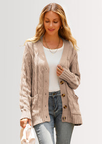 PRETTYGARDEN Women's Open Front Cardigan Sweaters Fall Fashion Button Down Cable Knit Chunky Winter Outerwear Coats