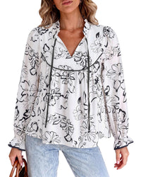 PRETTYGARDEN Women Boho Floral Babydoll Tunic Top