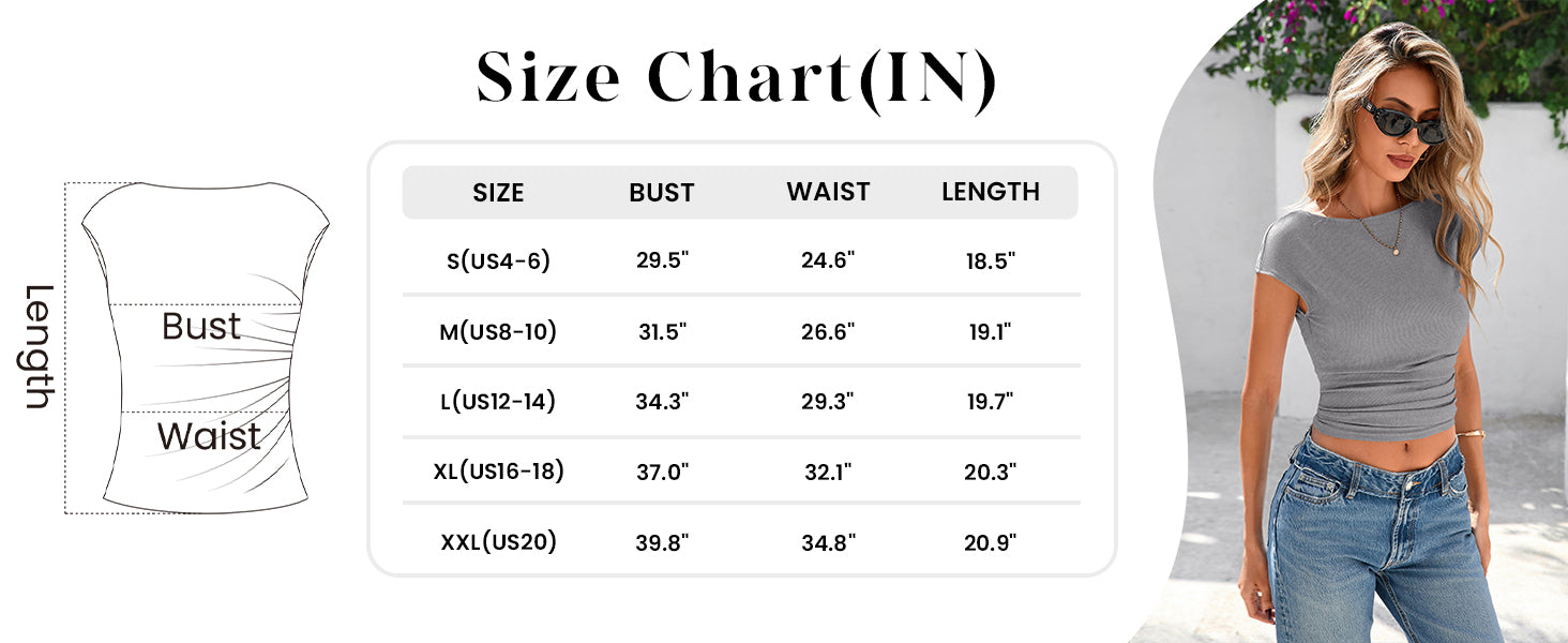 PRETTYGARDEN Women's Ruched Crop Tank Tops Summer Trendy Cap Sleeve Ribbed Knit Basic Fitted Going Out Tee Shirts