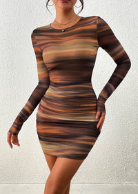 PRETTYGARDEN Women's Mini Dress Fall Trendy Tie Dye Print Long Sleeve Club Party Homecoming Casual Bodycon Dresses