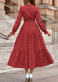 PRETTYGARDEN Women's Fall Wedding Guest Dresses Long Sleeve V Neck Flowy Elegant Holiday Party Maxi Dress with Pockets