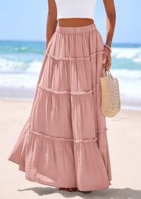 PRETTYGARDEN Women's Tiered Maxi Skirt Summer Spring Fashion 2026 High Waisted Long Flowy Casual Boho Beach Vacation Clothes PRETTYGARDEN