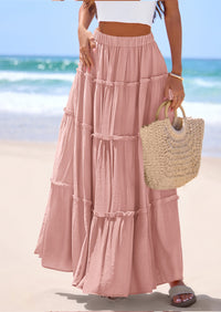 PRETTYGARDEN Women's Tiered Maxi Skirt Summer Spring Fashion 2026 High Waisted Long Flowy Casual Boho Beach Vacation Clothes PRETTYGARDEN