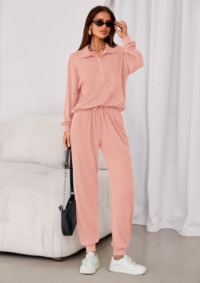 PRETTYGARDEN Women's Fall 2 Piece Lounge Sets Zip Up Sweatshirt Jogger Pants Sweat Track Suits Travel Outfit Winter Clothing