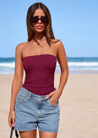 PRETTYGARDEN Women Tube Tops Strapless Going Out Crop Top Spring Fashion Y2K Summer Bandeau Shirt Beach Vacation Clothes PRETTYGARDEN