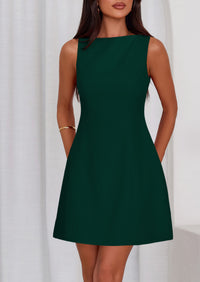 PRETTYGARDEN Womens Formal Short Dresses Summer Sleeveless Boat Neck A Line Elegant Mini Cocktail Party Dress