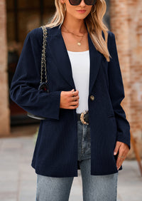 PRETTYGARDEN Women's Winter Corduroy Blazers Jackets Dressy Casual Ribbed Long Sleeve Lapel Fashion Work Business Outerwear