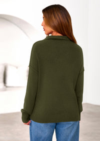 PRETTYGARDEN Womens Sweaters Quarter Zip Pullover Early Fall Fashion Long Sleeve V Neck Collared Knit Winter Jumper Tops