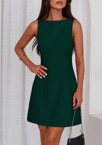 PRETTYGARDEN Womens Formal Short Dresses Summer Sleeveless Boat Neck A Line Elegant Mini Cocktail Party Dress