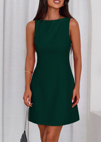 PRETTYGARDEN Womens Formal Short Dresses Summer Sleeveless Boat Neck A Line Elegant Mini Cocktail Party Dress