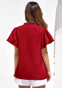 PRETTYGARDEN Women's Summer Blouses Dressy Casual Ruffle Cap Sleeve V Neck Business Work Trendy Cute Tops Spring Outfits PRETTYGARDEN