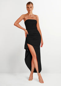 PRETTYGARDEN Women's Off Shoulder Bodycon Dresses Ruched Asymmetrical High Split Elegant Cocktail Party Dress