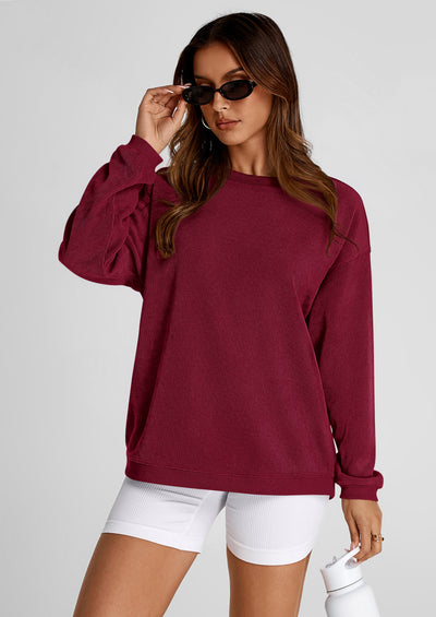 PRETTYGARDEN Women's Oversized Sweatshirt 2025 Fall Fashion Clothes Ribbed Corduroy Long Sleeve Going Out Pullover Tops