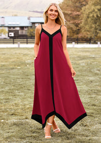 PRETTYGARDEN Women's Flowy Maxi Dress Summer Sleeveless V Neck Spaghetti Strap Elegant Wedding Party Dresses