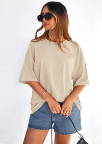 PRETTYGARDEN Women's Spring Going Out Tops Casual Short Sleeve Crewneck Loose Fit Basic Cute Tee Shirts Summer Outfits PRETTYGARDEN