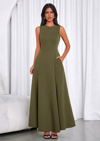 PRETTYGARDEN Women's Summer Tank Maxi Dress Spring Sleeveless Swing A Line Long Flowy Elegant Cocktail Dresses Pockets PRETTYGARDEN