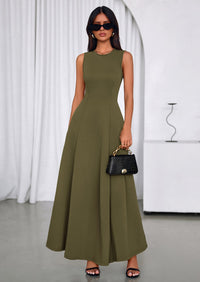 PRETTYGARDEN Women's Summer Tank Maxi Dress Spring Sleeveless Swing A Line Long Flowy Elegant Cocktail Dresses Pockets PRETTYGARDEN