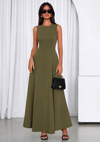 PRETTYGARDEN Women's Summer Tank Maxi Dress Spring Sleeveless Swing A Line Long Flowy Elegant Cocktail Dresses Pockets PRETTYGARDEN