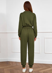 PRETTYGARDEN Long Sleeve Jumpsuits for Women Casual  Fall Fashion Zip Up Pant Rompers One Piece Sweatsuits Travel Outfits