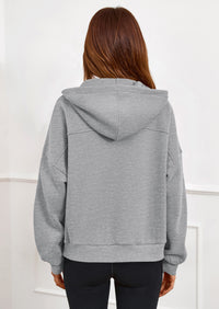 PRETTYGARDEN Womens Hoodies Cropped Fleece Sweatshirts Fall Fashion Quarter Zip Pullover Long Sleeve Tops Winter Clothes