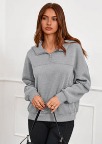 PRETTYGARDEN Womens Hoodies Cropped Fleece Sweatshirts Fall Fashion Quarter Zip Pullover Long Sleeve Tops Winter Clothes