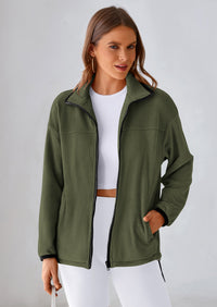 BTFBM Women's Fleece Jackets Fall Winter Clothes 2025 Stand Collar Outwear Jacket Zip Up Casual Fuzzy Coats Pockets PRETTYGARDEN