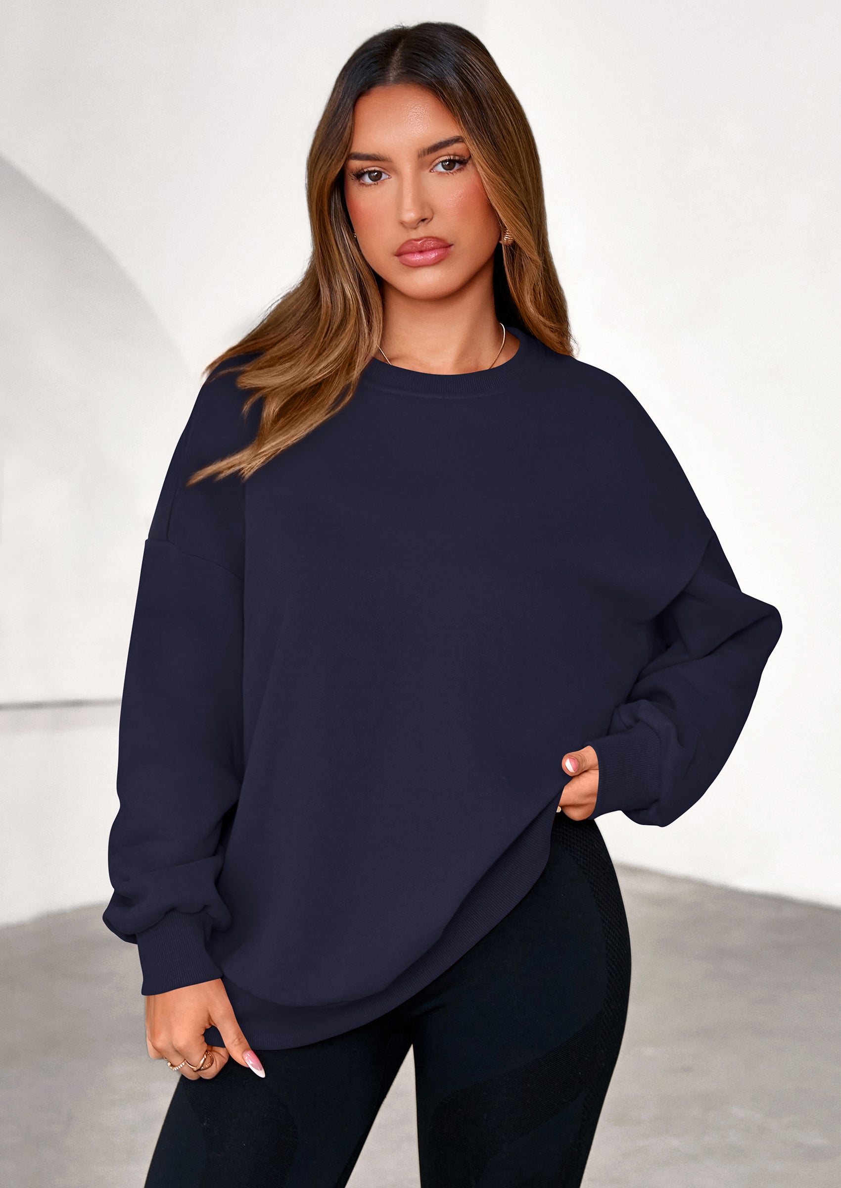 PRETTYGARDEN Sweatshirts for Women Oversized Crewneck Fleece Pullover Long Sleeve Tops Comfy Fall Winter Fashion Outfits