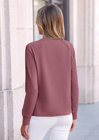 PRETTYGARDEN Long Sleeve Shirts for Women Waffle Knit Tops Fall Fashion Dressy Casual Loose Tunic Blouse Winter Clothing