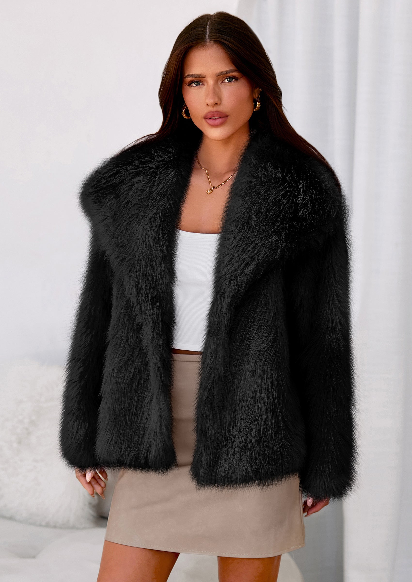 PRETTYGARDEN Womens Winter Coats Trendy Long Sleeve Furry Faux Fur Jackets Button Lapel Warm Fall Outwear with Pockets