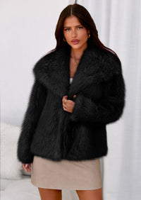 PRETTYGARDEN Womens Winter Coats Trendy Long Sleeve Furry Faux Fur Jackets Button Lapel Warm Fall Outwear with Pockets