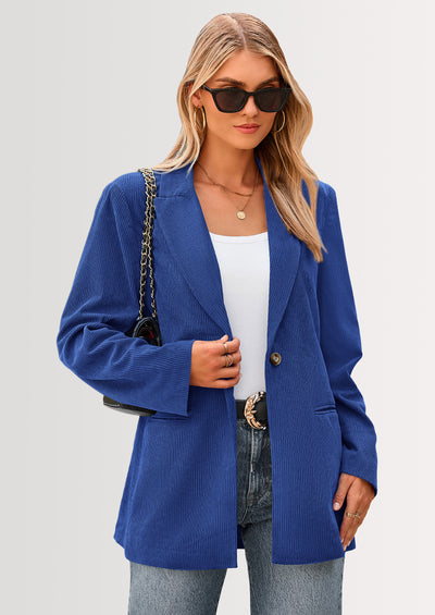 PRETTYGARDEN Women's Winter Corduroy Blazers Jackets Dressy Casual Ribbed Long Sleeve Lapel Fashion Work Business Outerwear