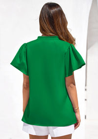 PRETTYGARDEN Women's Summer Blouses Dressy Casual Ruffle Cap Sleeve V Neck Business Work Trendy Cute Tops Spring Outfits PRETTYGARDEN