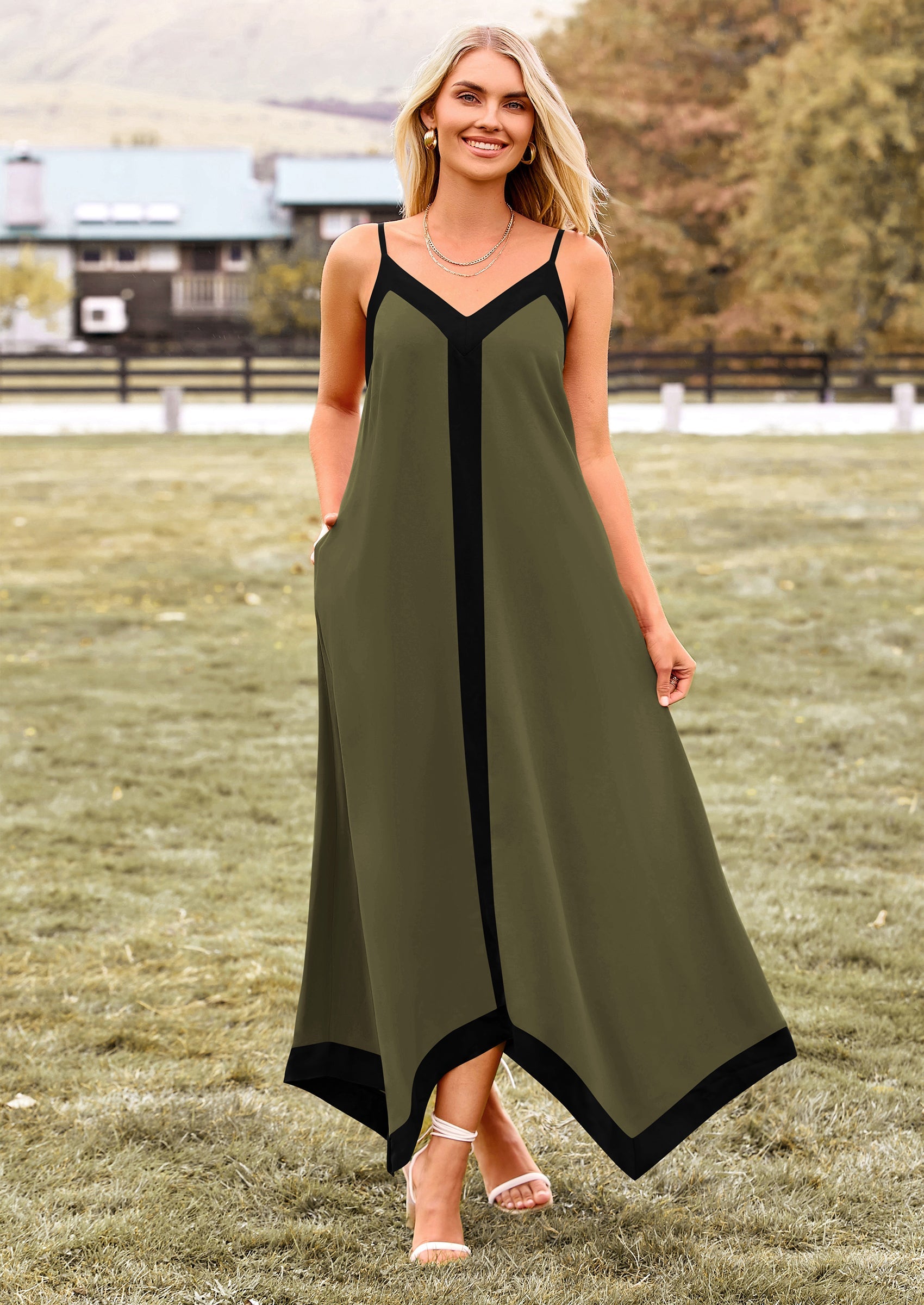 PRETTYGARDEN Women's Flowy Maxi Dress Summer Sleeveless V Neck Spaghet PRETTYGARDEN Women's Flowy Maxi Dress Summer Sleeveless V Neck Spaghet