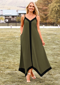 PRETTYGARDEN Women's Flowy Maxi Dress Summer Sleeveless V Neck Spaghetti Strap Elegant Wedding Party Dresses