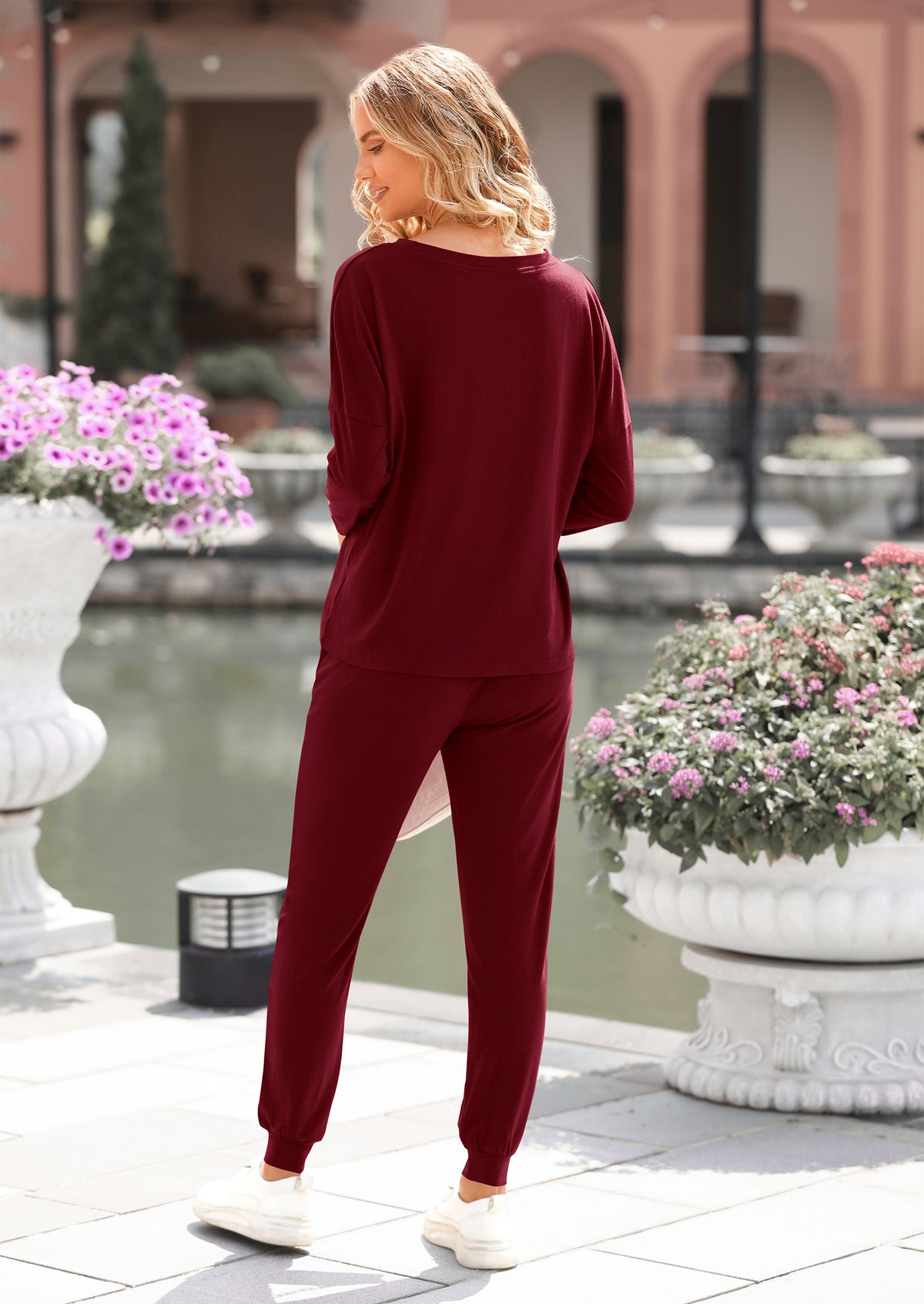 PRETTYGARDEN Lounge Outfit Long Sleeve Crewneck Pullover High Waisted Pants Set Tracksuit