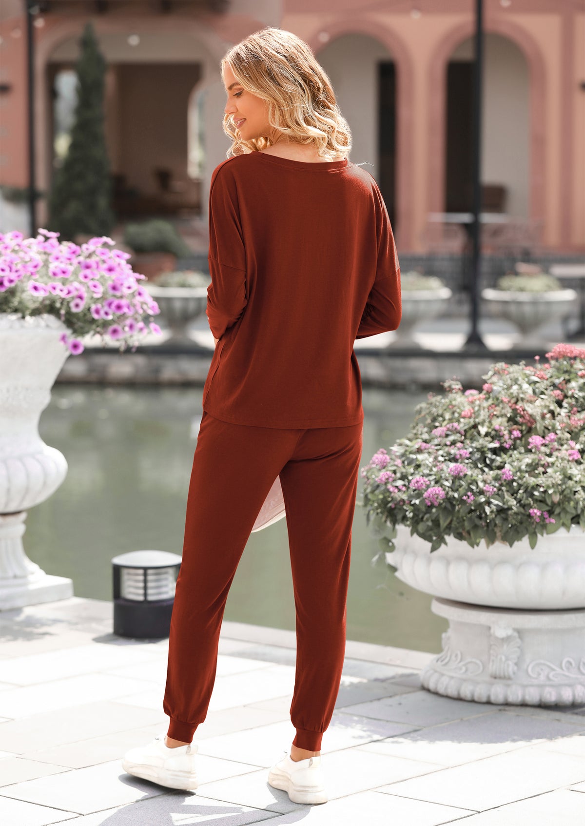PRETTYGARDEN Lounge Outfit Long Sleeve Crewneck Pullover High Waisted Pants Set Tracksuit
