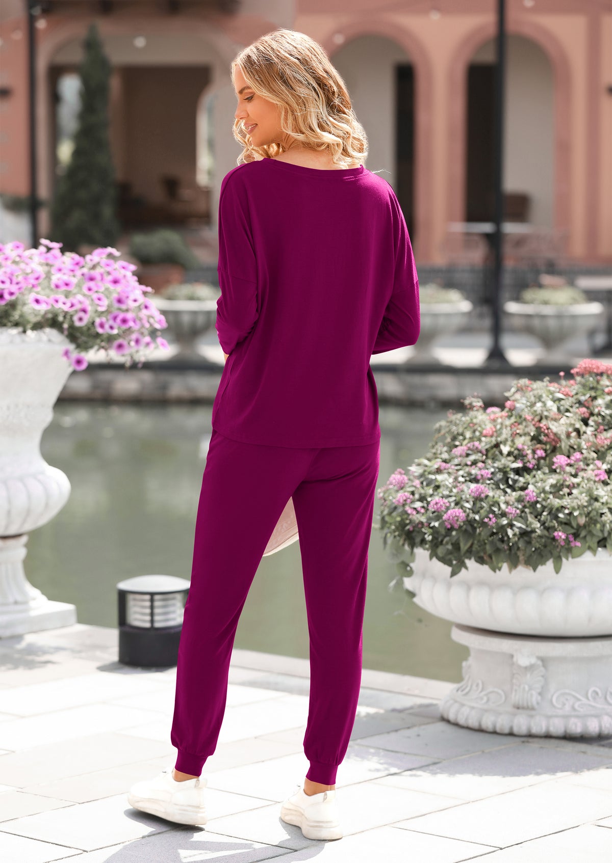 PRETTYGARDEN Lounge Outfit Long Sleeve Crewneck Pullover High Waisted Pants Set Tracksuit