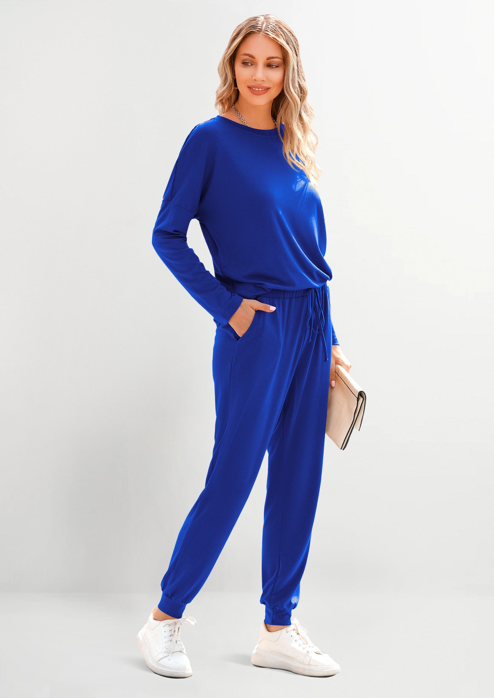PRETTYGARDEN Lounge Outfit Long Sleeve Crewneck Pullover Tops High Waisted Pants Set Tracksuit