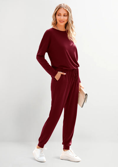 PRETTYGARDEN Lounge Outfit Long Sleeve Crewneck Pullover Tops High Waisted Pants Set Tracksuit