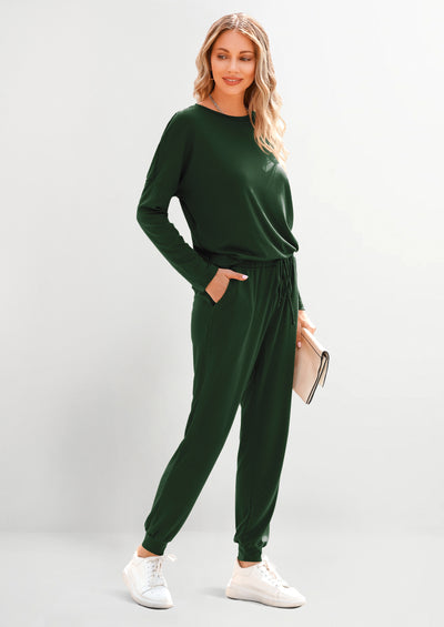 PRETTYGARDEN Lounge Outfit Long Sleeve Crewneck Pullover Tops High Waisted Pants Set Tracksuit