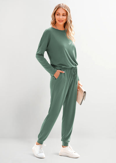 PRETTYGARDEN Lounge Outfit Long Sleeve Crewneck Pullover Tops High Waisted Pants Set Tracksuit