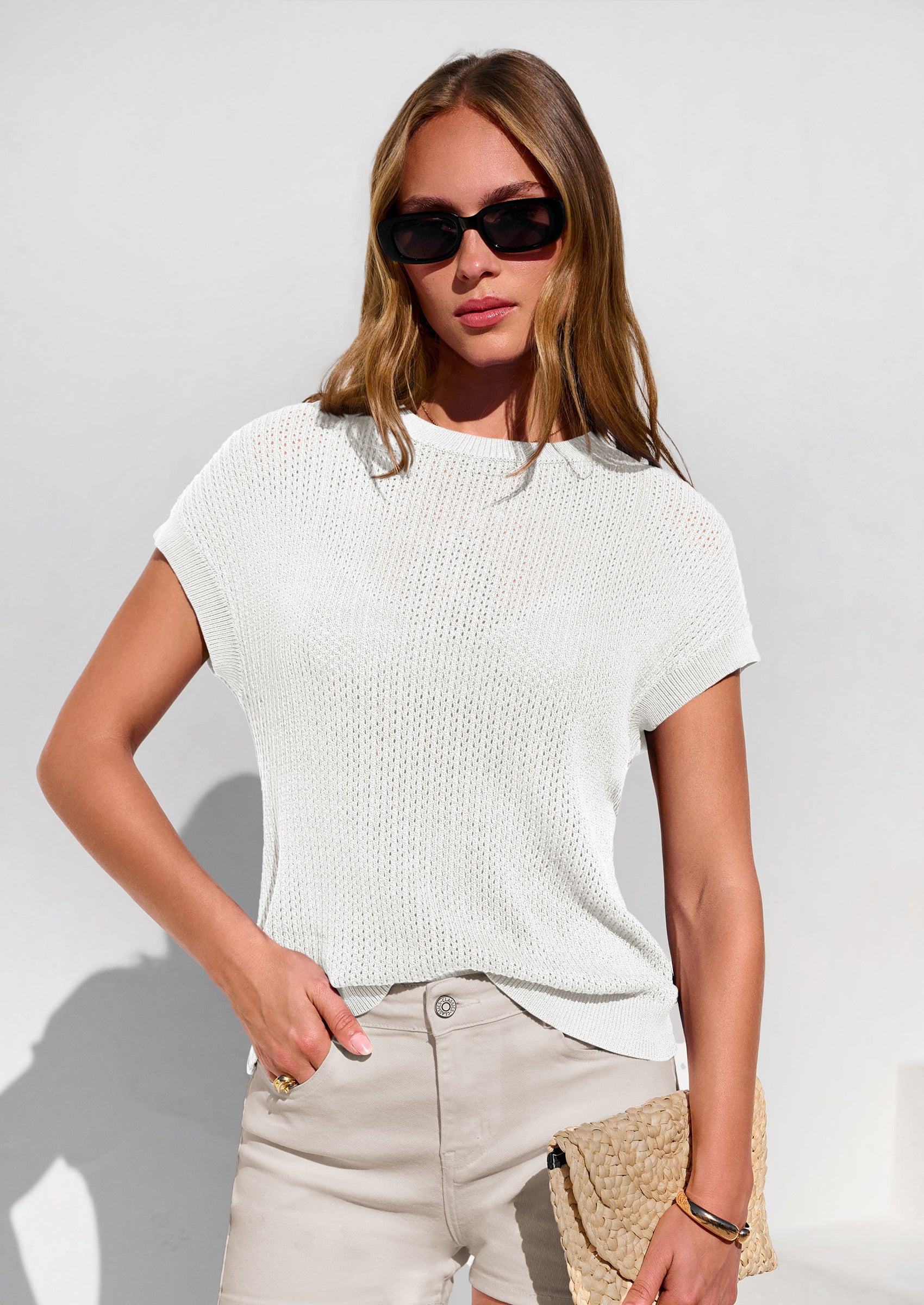 PRETTYGARDEN Women Spring Sweater Vest Business Casual Tank Top Lightweight Cap Sleeve Knit Shirts Trendy Summer Outfits PRETTYGARDEN