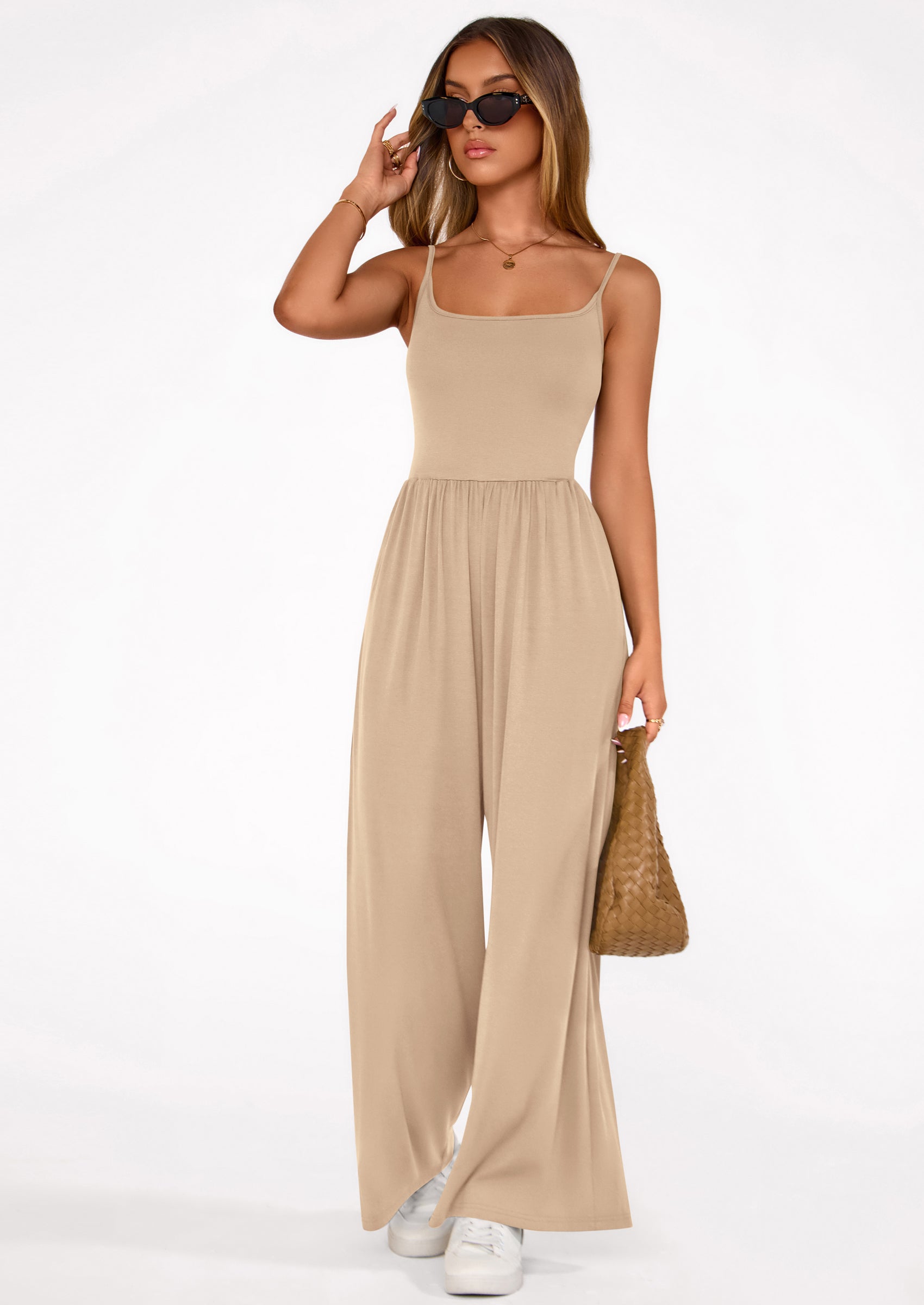 PRETTYGARDEN Summer Jumpsuits for Women Casual Wide Leg Date Night Rompers Sleeveless Beach Vacation One Piece Outfits PRETTYGARDEN